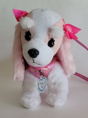 POOCHIE AND CO PURSE WHITE FUR PUPPY WITH GLITTER HEART